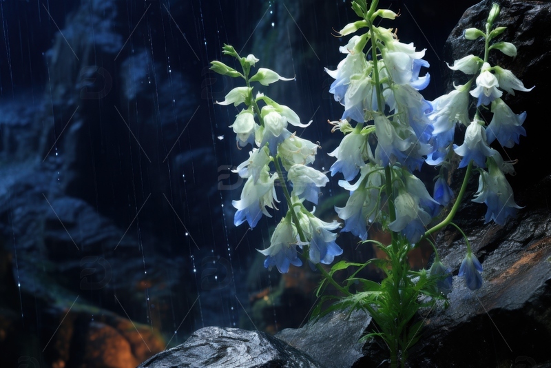 高清大图下载【趣麦麦图】山崖石缝中盛开的铃兰花