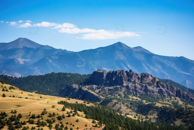 高清大图下载【趣麦麦图】松树林石山自然风景