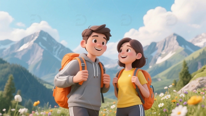 高清大图下载【趣麦麦图】春天旅游踏青插画9