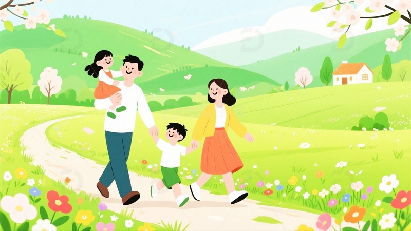 高清大图下载【趣麦麦图】春天旅游踏青插画7