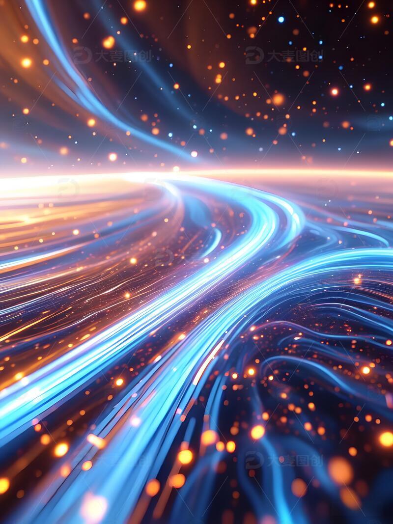 高清大图下载【趣麦麦图】粒子光效蓝色商务科技展板背景26