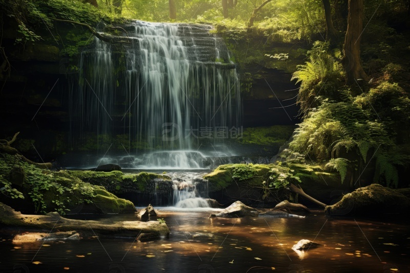 高清大图下载【趣麦麦图】小型瀑布水流自然美景