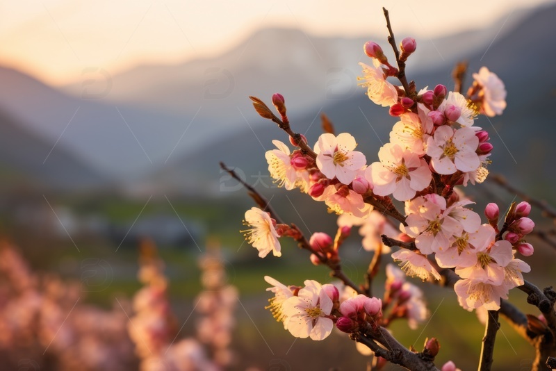 高清大图下载【趣麦麦图】盛开的桃花花枝