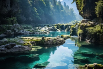 峡谷水池河流自然美景