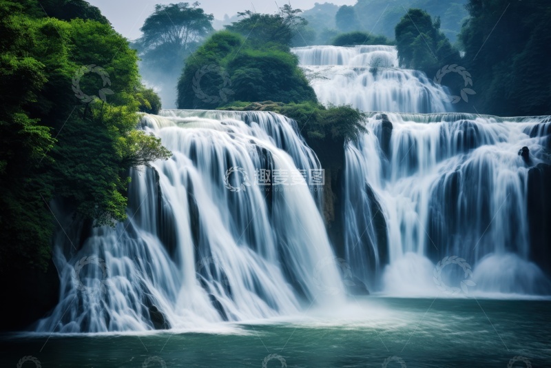 高清大图下载【趣麦麦图】山林间的大瀑布