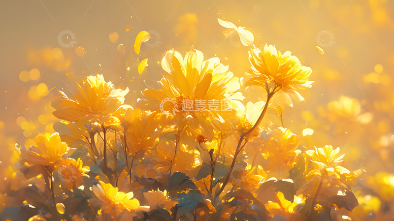 高清大图下载【趣麦麦图】秋天的灿烂菊花手绘插画2