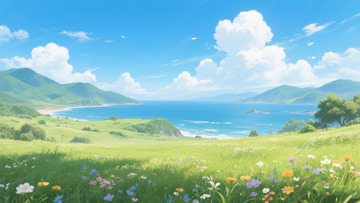 碧海青山间的繁花绿野