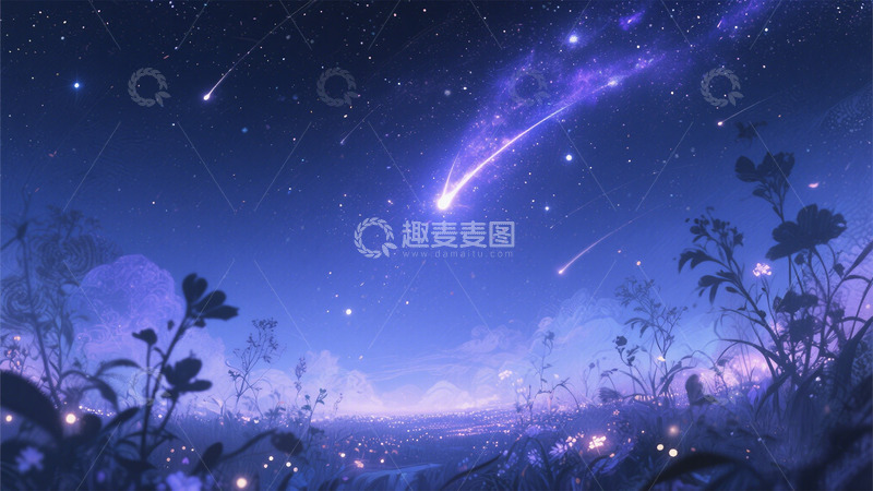 高清大图下载【趣麦麦图】暗夜花影中的流星绮梦