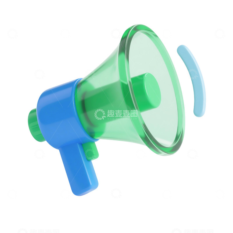 高清大图下载【趣麦麦图】喇叭三维立体磨砂图标