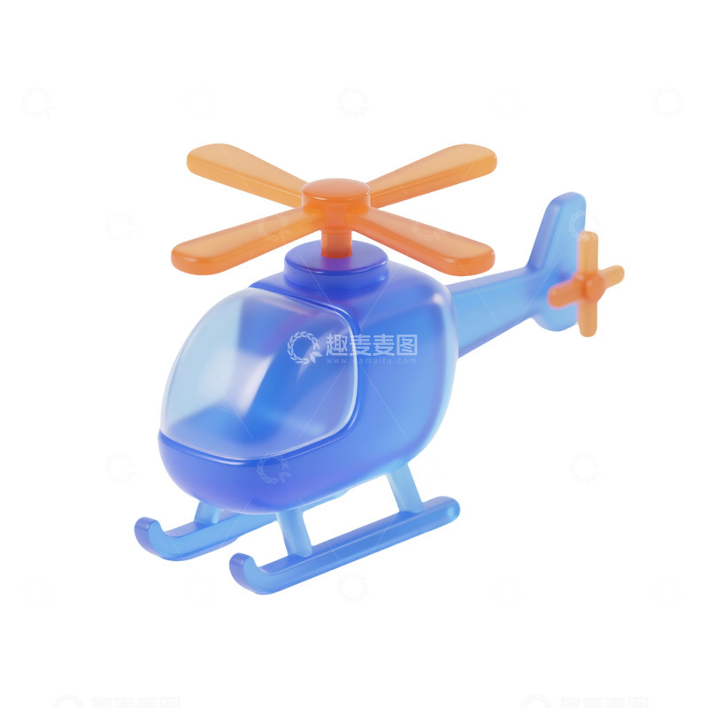 高清大图下载【趣麦麦图】直升机三维立体磨砂图标