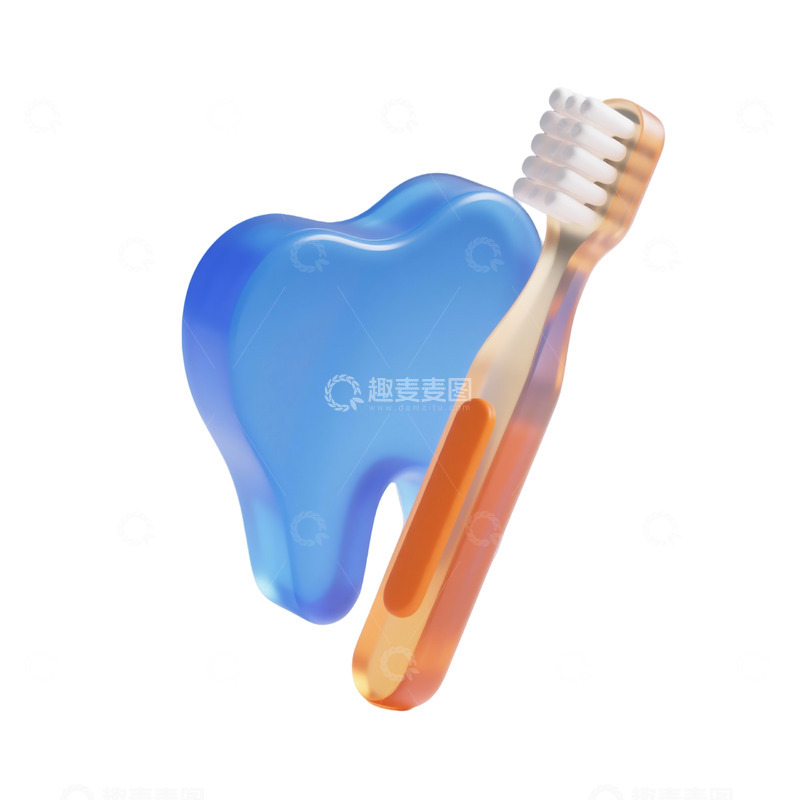 高清大图下载【趣麦麦图】牙刷三维立体磨砂图标