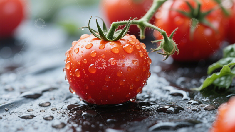 高清大图下载【趣麦麦图】水珠西红柿摄影