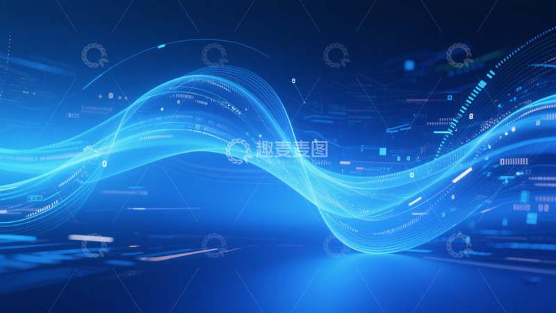 高清大图下载【趣麦麦图】蓝色光线科技背景1