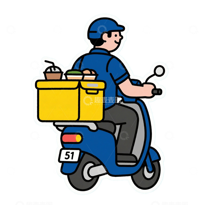 高清大图下载【趣麦麦图】五一劳动节外卖员人物插画