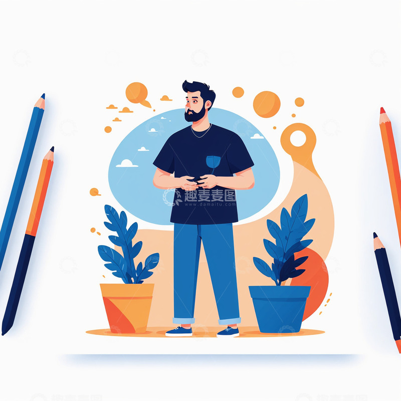 高清大图下载【趣麦麦图】扁平工作小人32