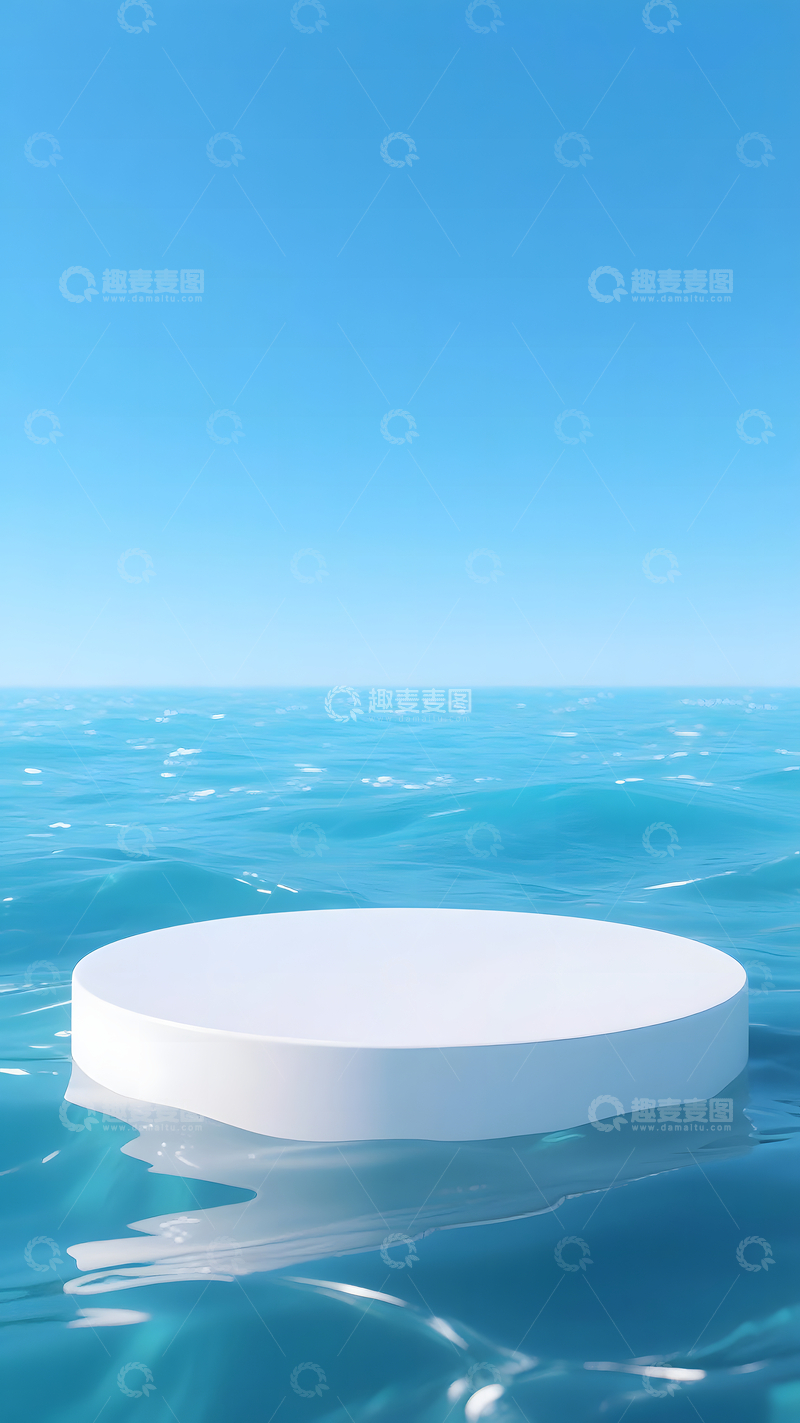 高清大图下载【趣麦麦图】蓝天白云水波海水电商展台产品展示背景