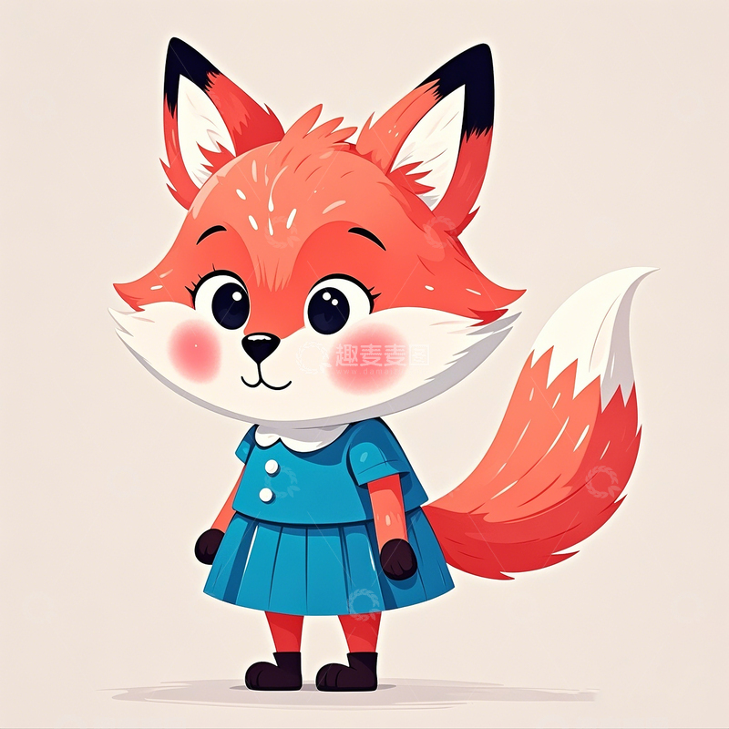 高清大图下载【趣麦麦图】Q版手绘卡通粉色小狐狸