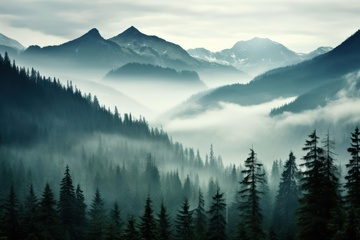 云雾缭绕的森林美景