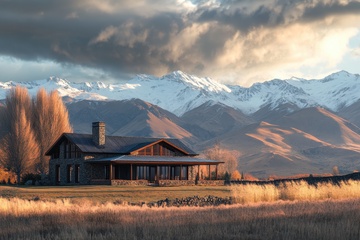 户外荒原里的房屋建筑