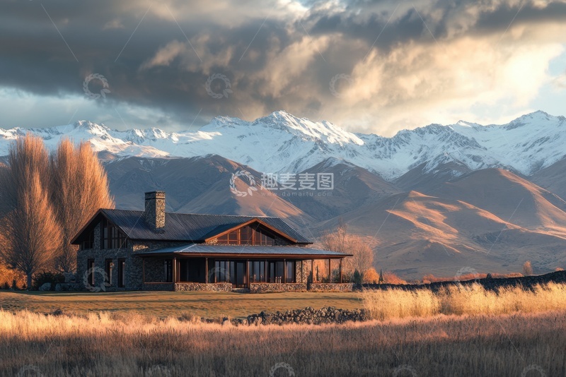 高清大图下载【趣麦麦图】户外荒原里的房屋建筑