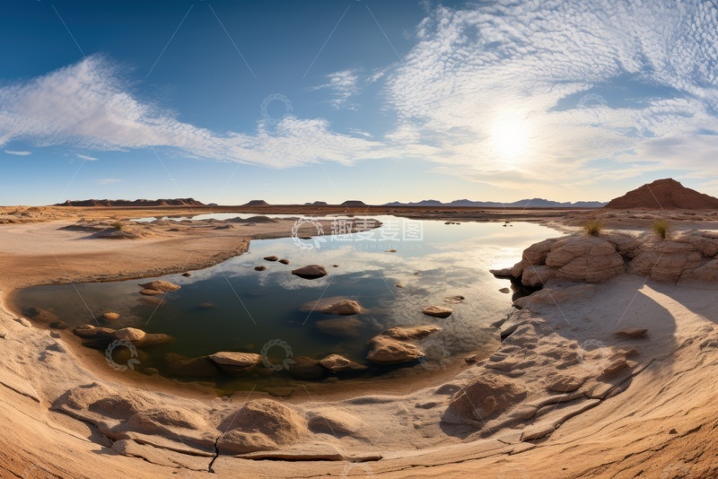 高清大图下载【趣麦麦图】荒漠里的水池美景