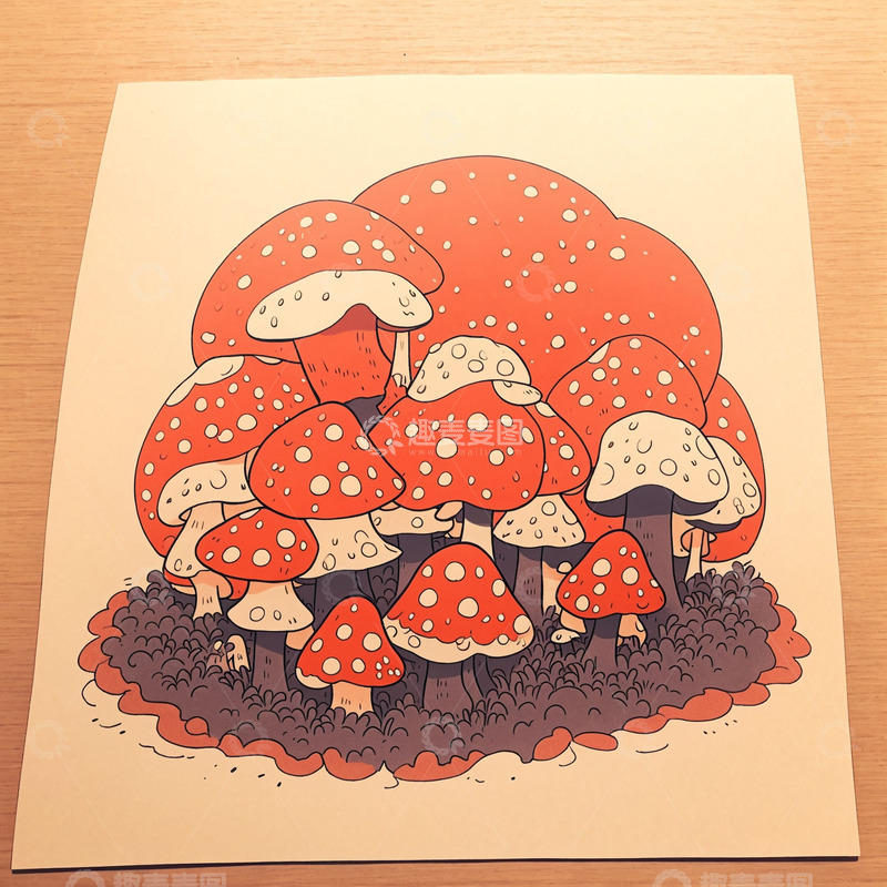 高清大图下载【趣麦麦图】插画蘑菇屋子3