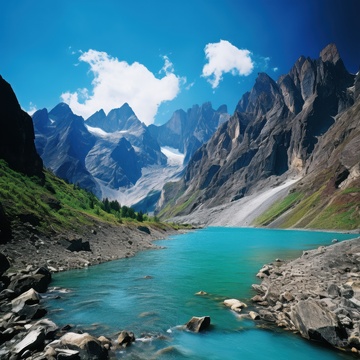 峡谷石山中的河流