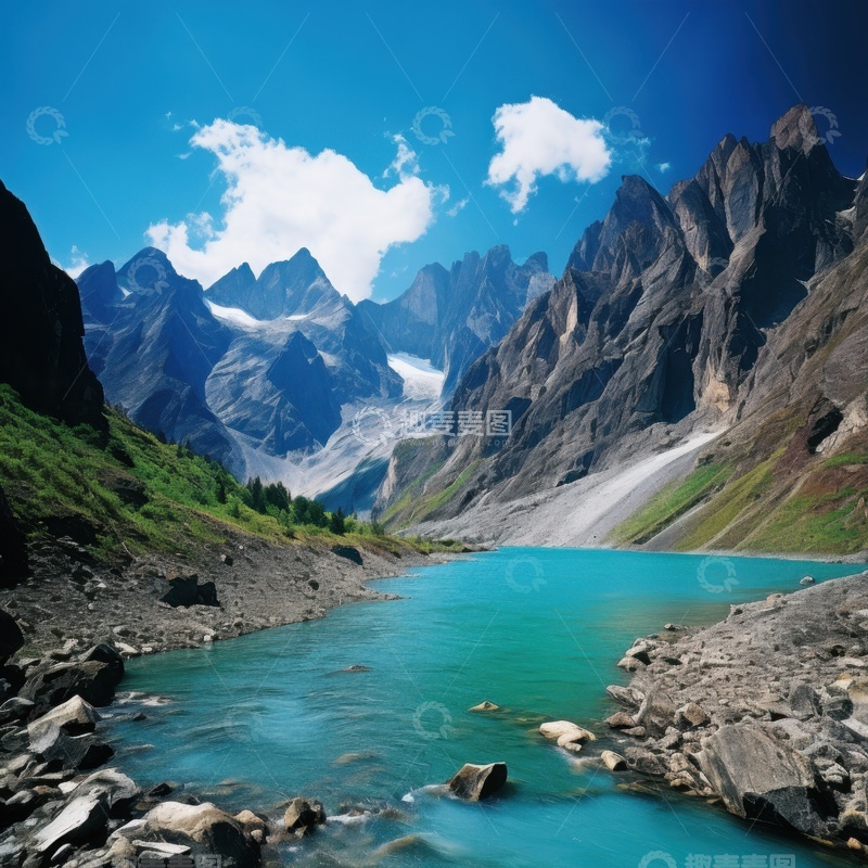 高清大图下载【趣麦麦图】峡谷石山中的河流