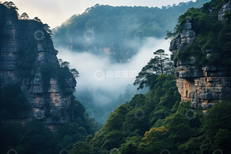 高清大图下载【趣麦麦图】高山悬崖云雾美景
