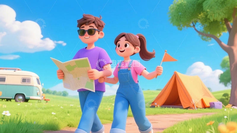 高清大图下载【趣麦麦图】春游踏青人物插画8
