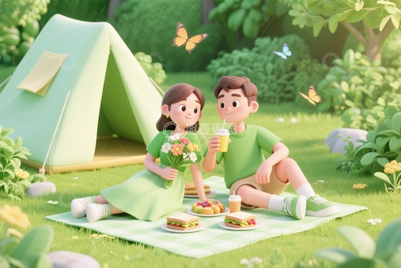 高清大图下载【趣麦麦图】春游踏青人物插画2