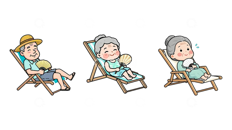 夏季卡通躺椅休息的老人3