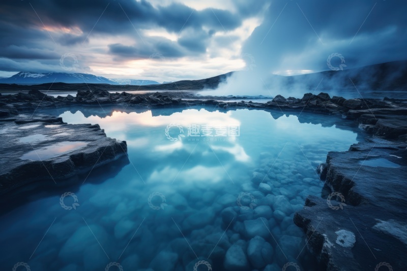 高清大图下载【趣麦麦图】户外温泉水池自然美景