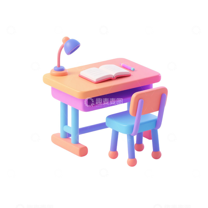 高清大图下载【趣麦麦图】学习桌三维立体图标
