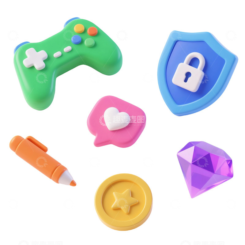 高清大图下载【趣麦麦图】可爱三维立体图标