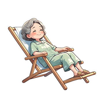 夏季卡通躺椅休息的老人4