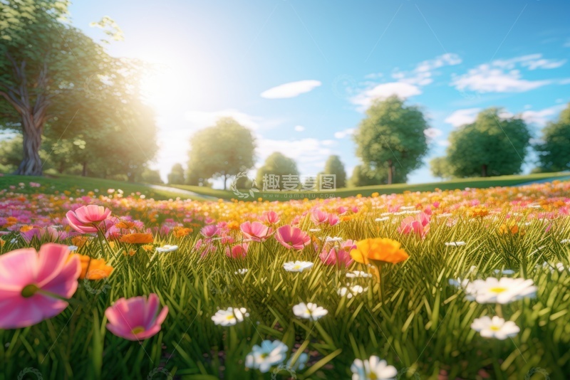 高清大图下载【趣麦麦图】户外草地上的野花花丛