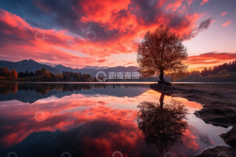高清大图下载【趣麦麦图】霞云倒影自然美景