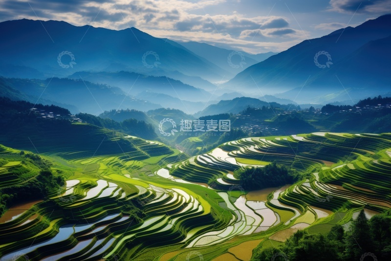 高清大图下载【趣麦麦图】梯田农田自然风景