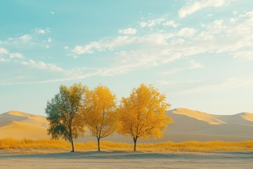 户外荒原上的三颗大树