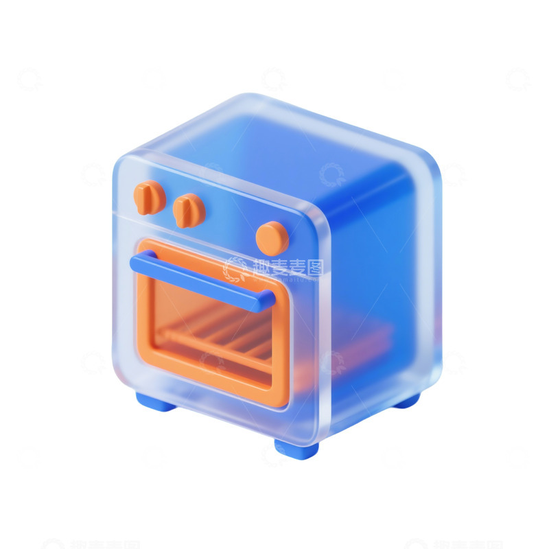 高清大图下载【趣麦麦图】微波炉三维立体磨砂图标1