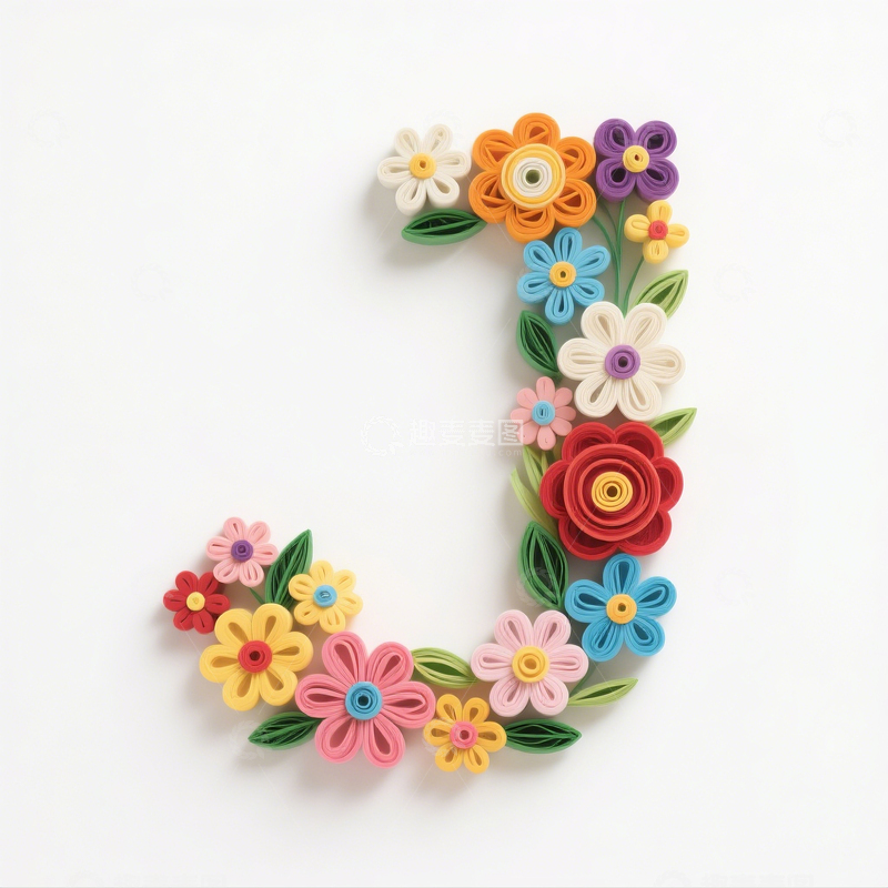 高清大图下载【趣麦麦图】衍纸字母J1