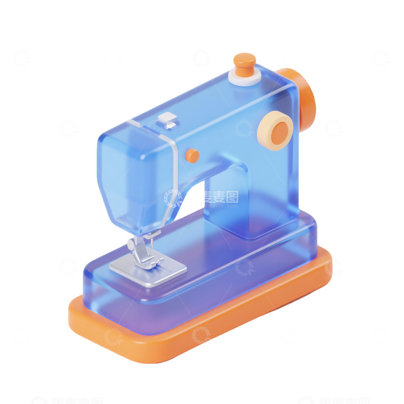 高清大图下载【趣麦麦图】缝纫机三维立体磨砂图标1