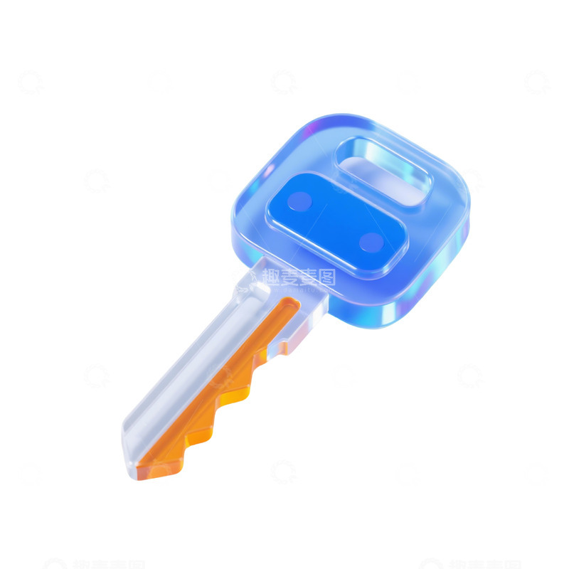 高清大图下载【趣麦麦图】钥匙三维立体磨砂图标