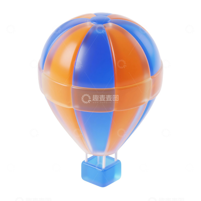 高清大图下载【趣麦麦图】热气球三维立体磨砂图标