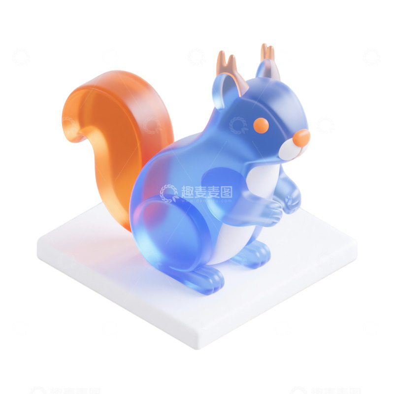 高清大图下载【趣麦麦图】松鼠三维立体磨砂图标