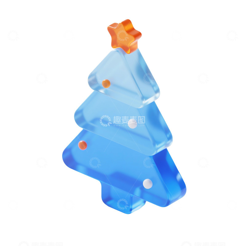 高清大图下载【趣麦麦图】圣诞树三维立体磨砂图标