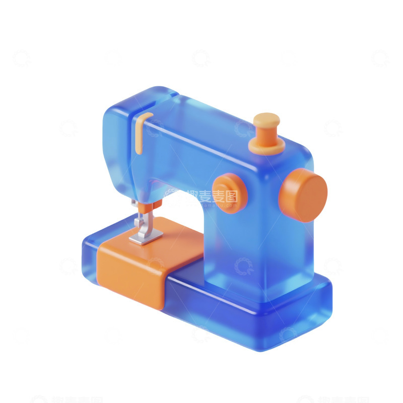 高清大图下载【趣麦麦图】缝纫机三维立体磨砂图标