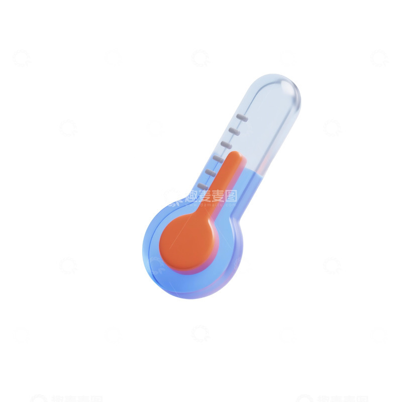 高清大图下载【趣麦麦图】温度计三维立体磨砂图标