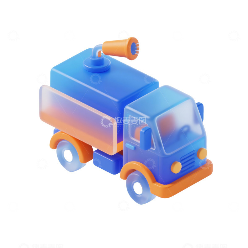 高清大图下载【趣麦麦图】洒水车三维立体磨砂图标